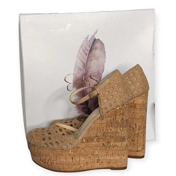 Jessica Simpson Marshela Ankle-Strap Platform Wedge Sandals Beige Size 5.5M/6M - Picture 2 of 12